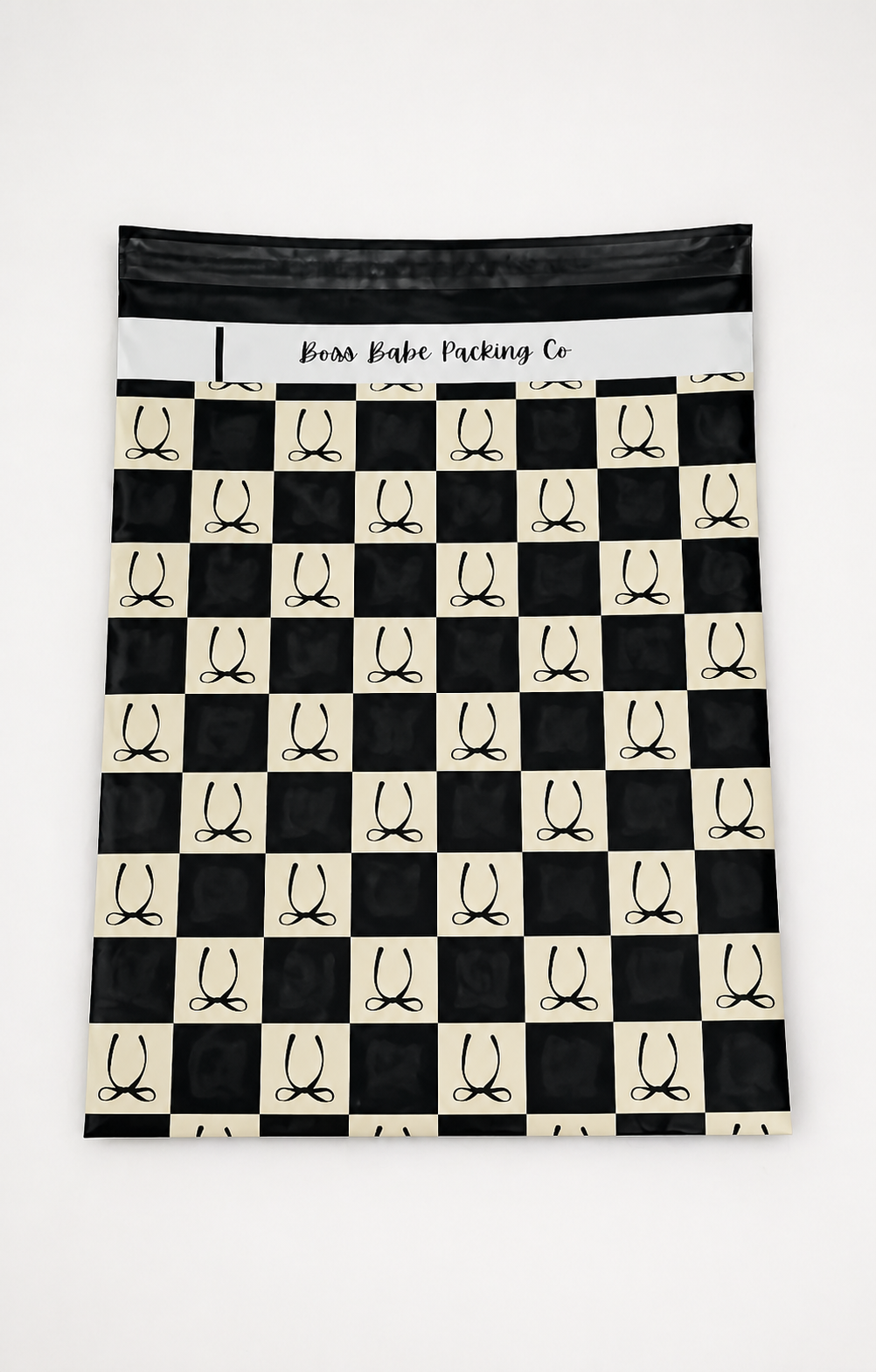 Black Bow and Checkered Poly Mailer