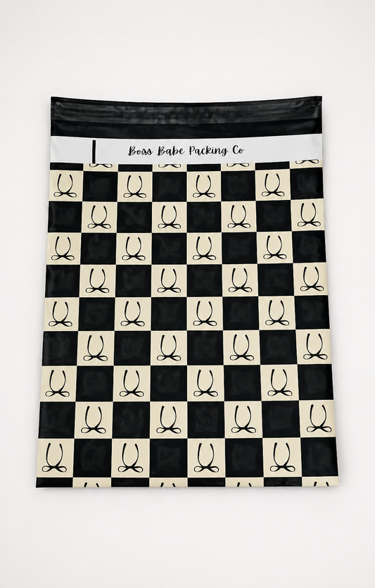 Black Bow and Checkered Poly Mailer