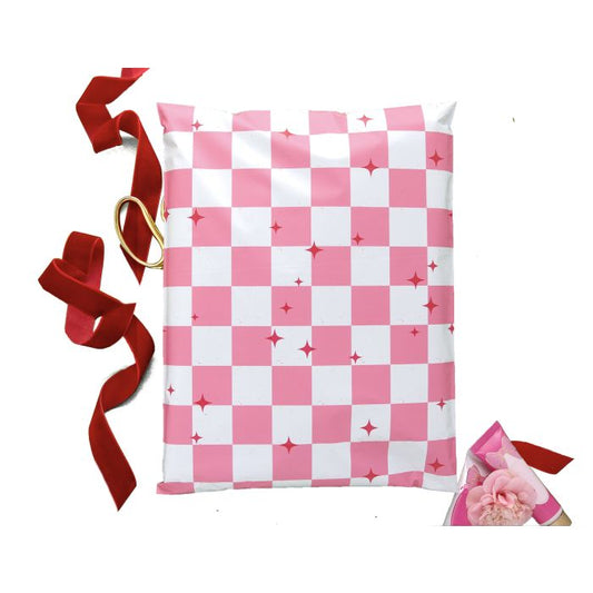 Pink Check Poly Mailers